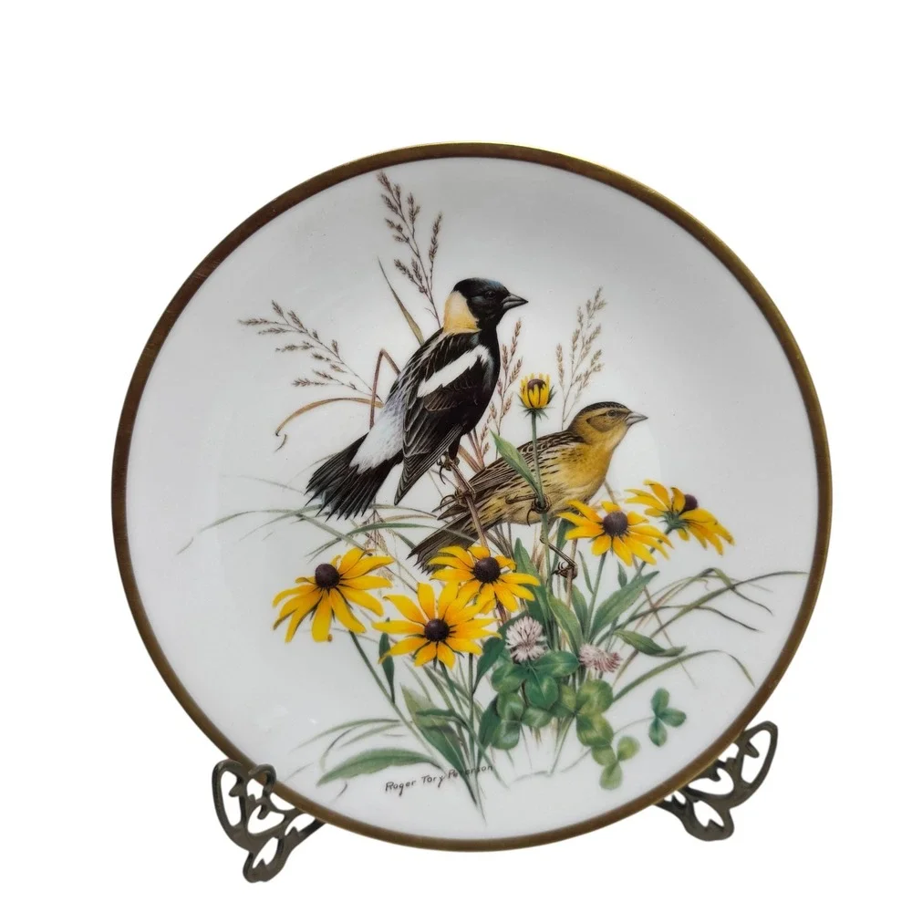 Roger Tory Peterson Bobolink Limoges Porcelain Plate 24kt Gold Trim 1981